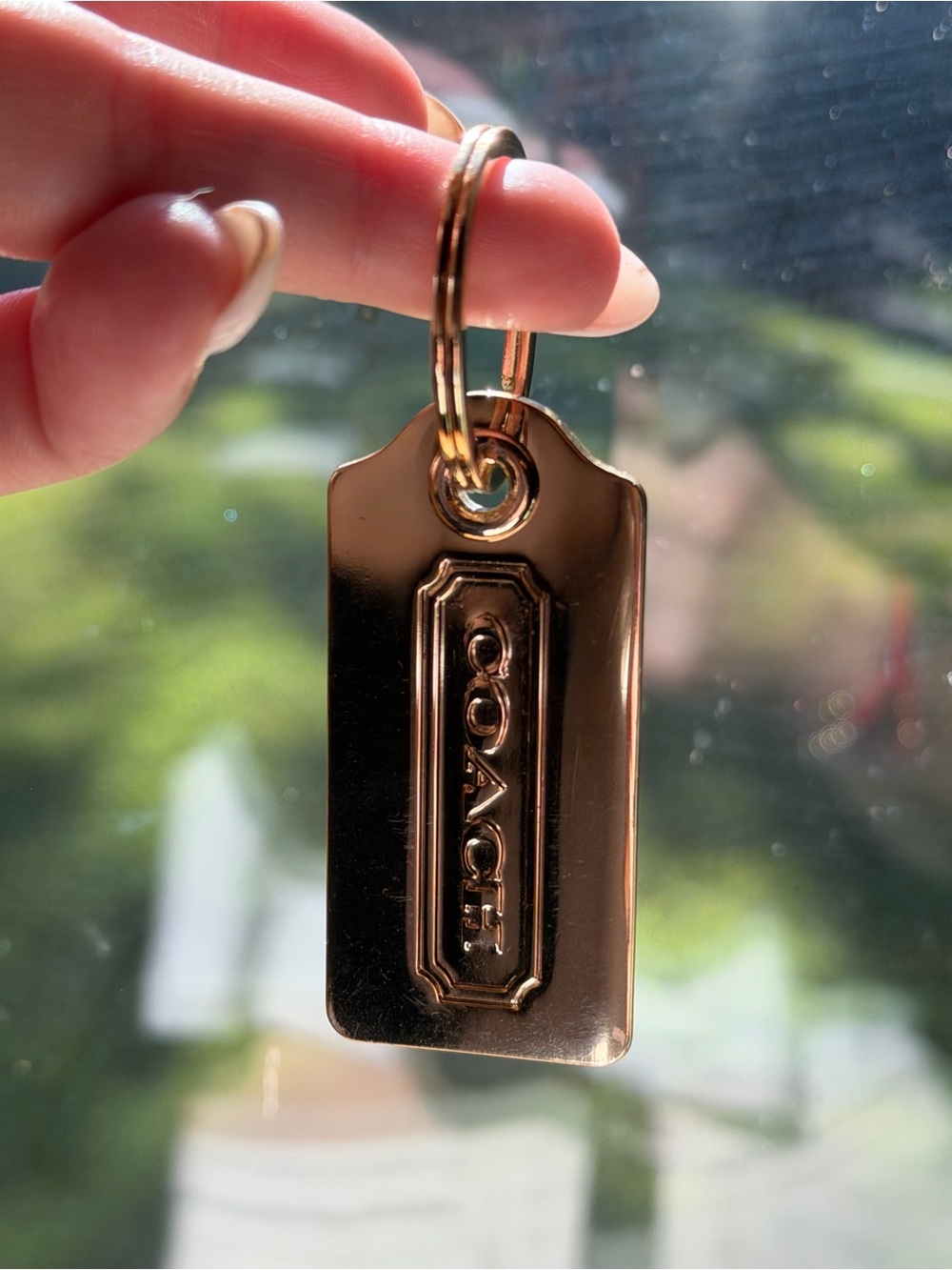 COACH Gold Tone Large Size Logo Key Tag